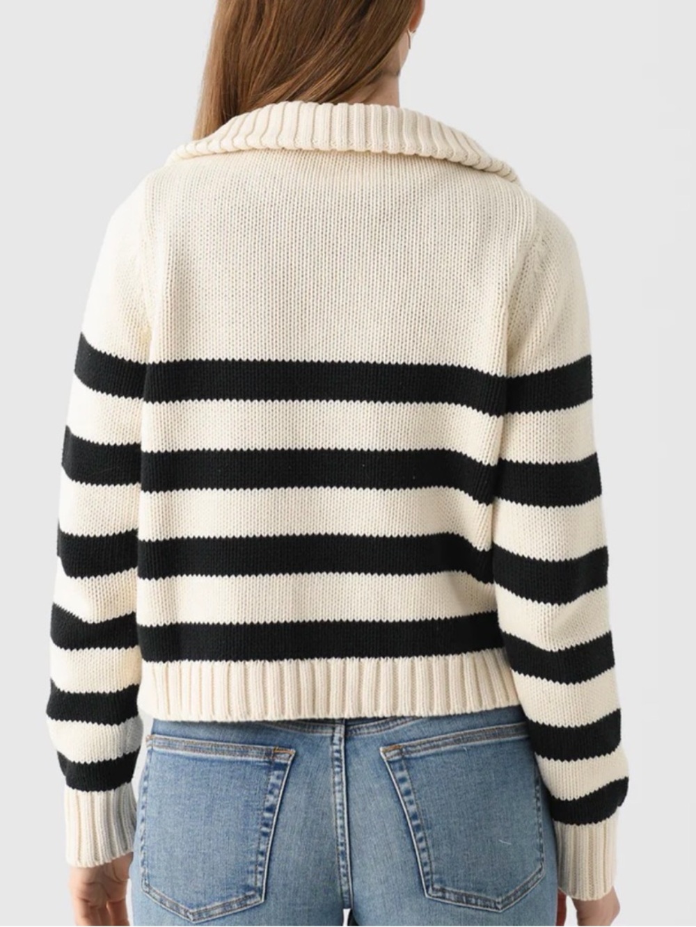 Kule The Matey Black & Cream Striped Cotton Knit Sweater Small EUC - Picture 3 of 12